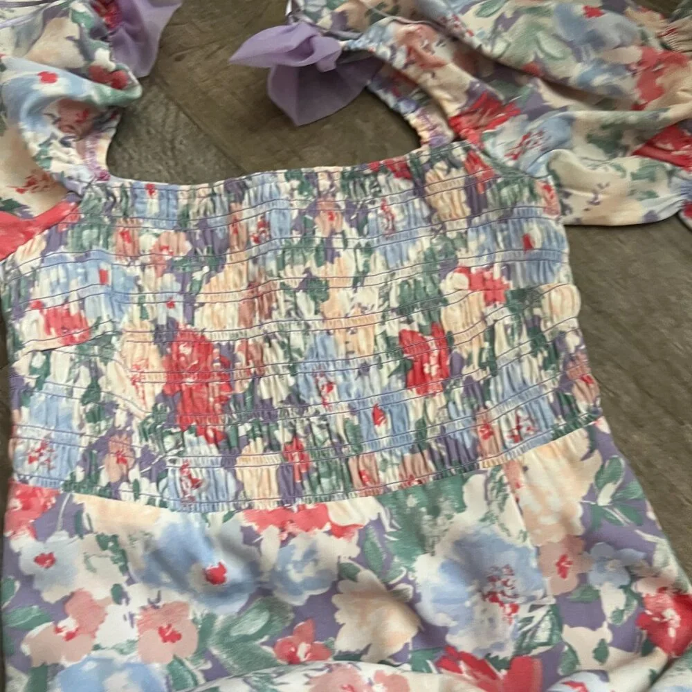 Astr Puff Sleeve Midi Floral Dress size M - Picture 13 of 15